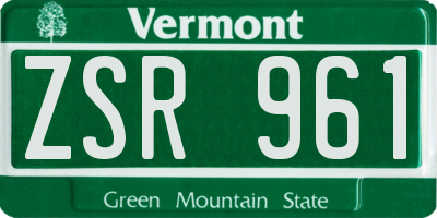 VT license plate ZSR961