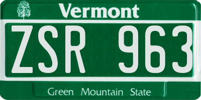 VT license plate ZSR963