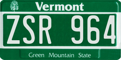 VT license plate ZSR964