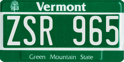 VT license plate ZSR965