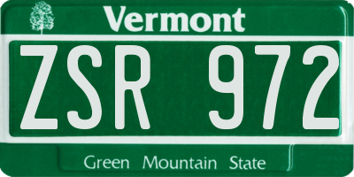 VT license plate ZSR972