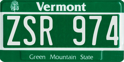 VT license plate ZSR974