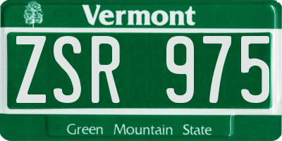 VT license plate ZSR975