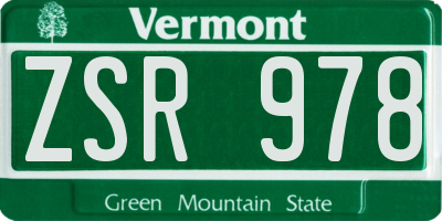 VT license plate ZSR978