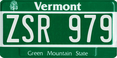 VT license plate ZSR979