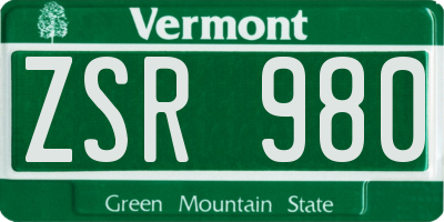 VT license plate ZSR980