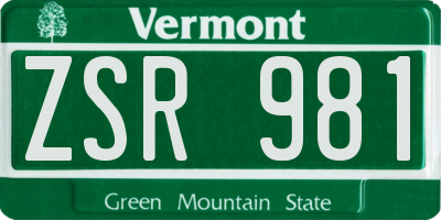 VT license plate ZSR981