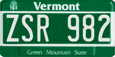 VT license plate ZSR982