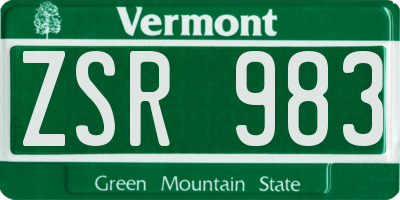 VT license plate ZSR983