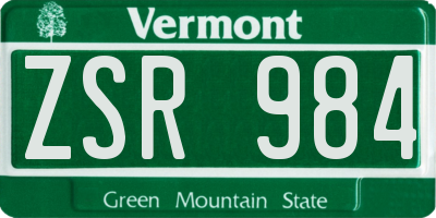 VT license plate ZSR984