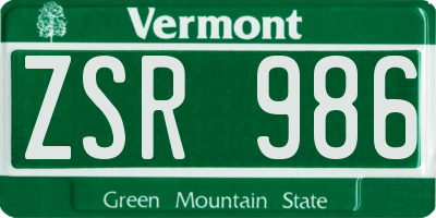 VT license plate ZSR986