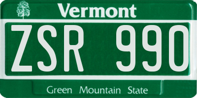 VT license plate ZSR990