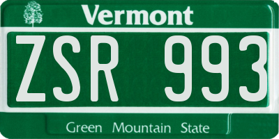 VT license plate ZSR993