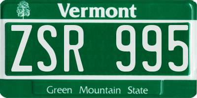 VT license plate ZSR995