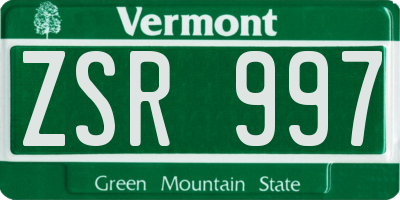 VT license plate ZSR997