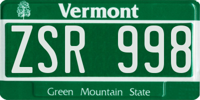 VT license plate ZSR998