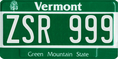 VT license plate ZSR999