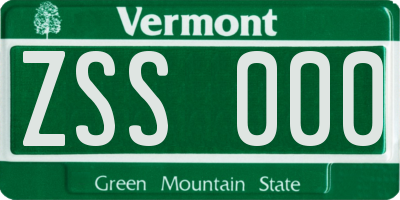 VT license plate ZSS000