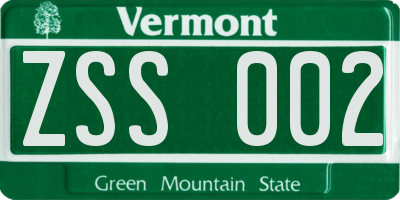 VT license plate ZSS002