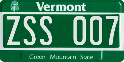 VT license plate ZSS007