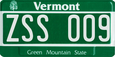 VT license plate ZSS009