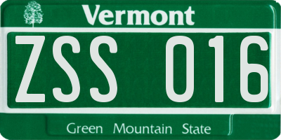 VT license plate ZSS016