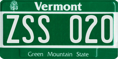 VT license plate ZSS020