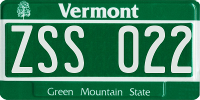 VT license plate ZSS022