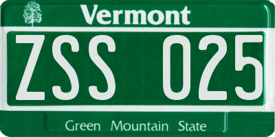 VT license plate ZSS025
