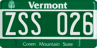 VT license plate ZSS026