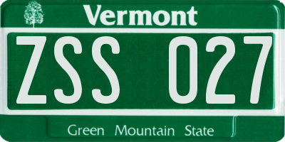 VT license plate ZSS027