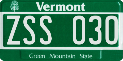 VT license plate ZSS030