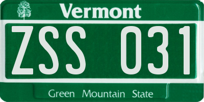 VT license plate ZSS031