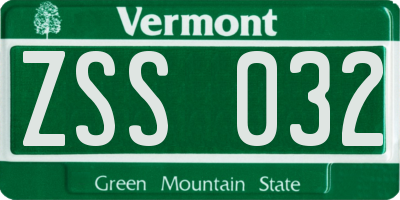 VT license plate ZSS032