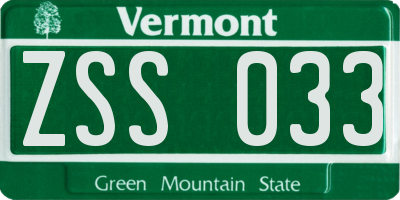 VT license plate ZSS033