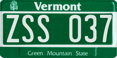 VT license plate ZSS037