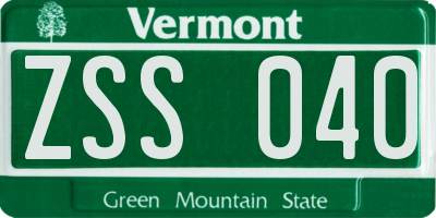 VT license plate ZSS040