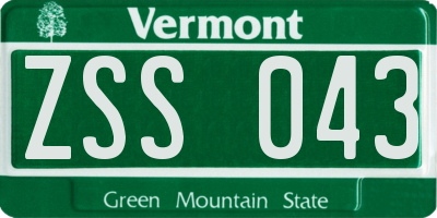 VT license plate ZSS043