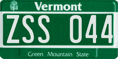 VT license plate ZSS044