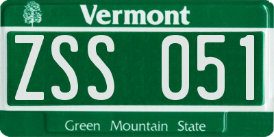 VT license plate ZSS051
