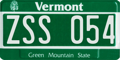 VT license plate ZSS054