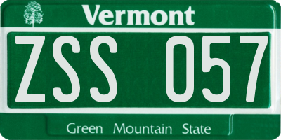 VT license plate ZSS057