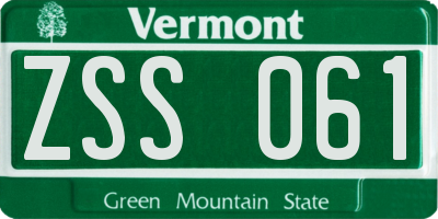 VT license plate ZSS061
