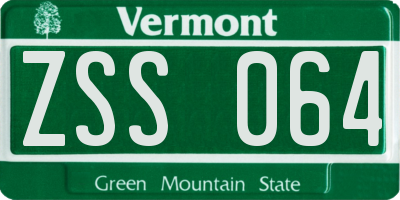 VT license plate ZSS064