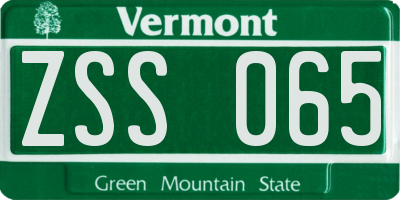 VT license plate ZSS065