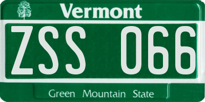 VT license plate ZSS066