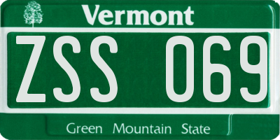 VT license plate ZSS069