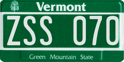 VT license plate ZSS070