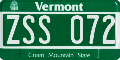 VT license plate ZSS072