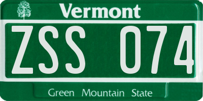 VT license plate ZSS074